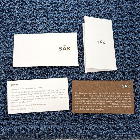 The Sak Blue Crochet Pleased Shoulder Bag NWT Medium Faux Leather Strap Boho - Picture 8 of 8